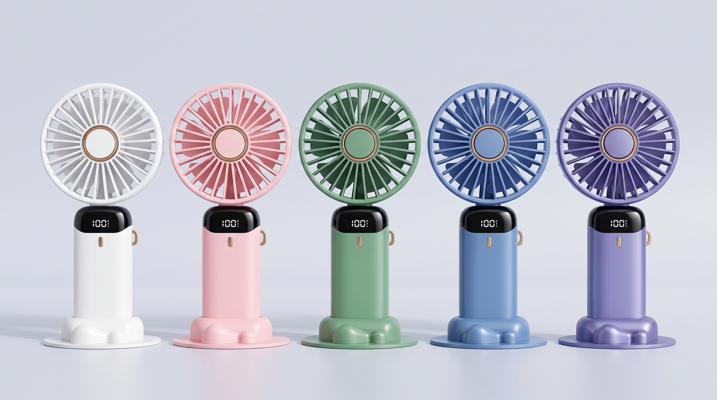 Polair Breeze Flex — Foldable Neck & Hand Fan with Display