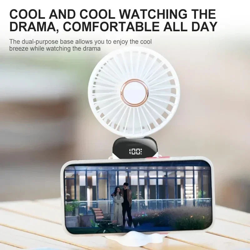 Polair Breeze Flex — Foldable Neck & Hand Fan with Display